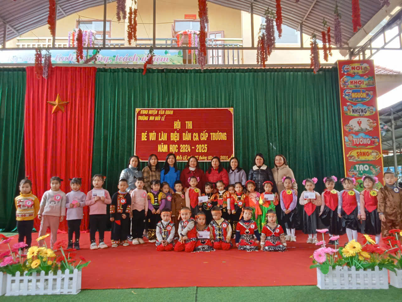 TRƯỜNG MẦM NON HỮU LỄ TỔ CHỨC HỘI THI "BÉ VỚI LÀN ĐIỆU DÂN CA" NĂM HỌC 2024- 2025
